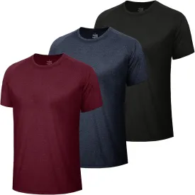 3 Pack Workout Mens Shirts - Quick Dry Causal Moisture Wicking Work Gym Athletic Short Sleeve for Basketball Running