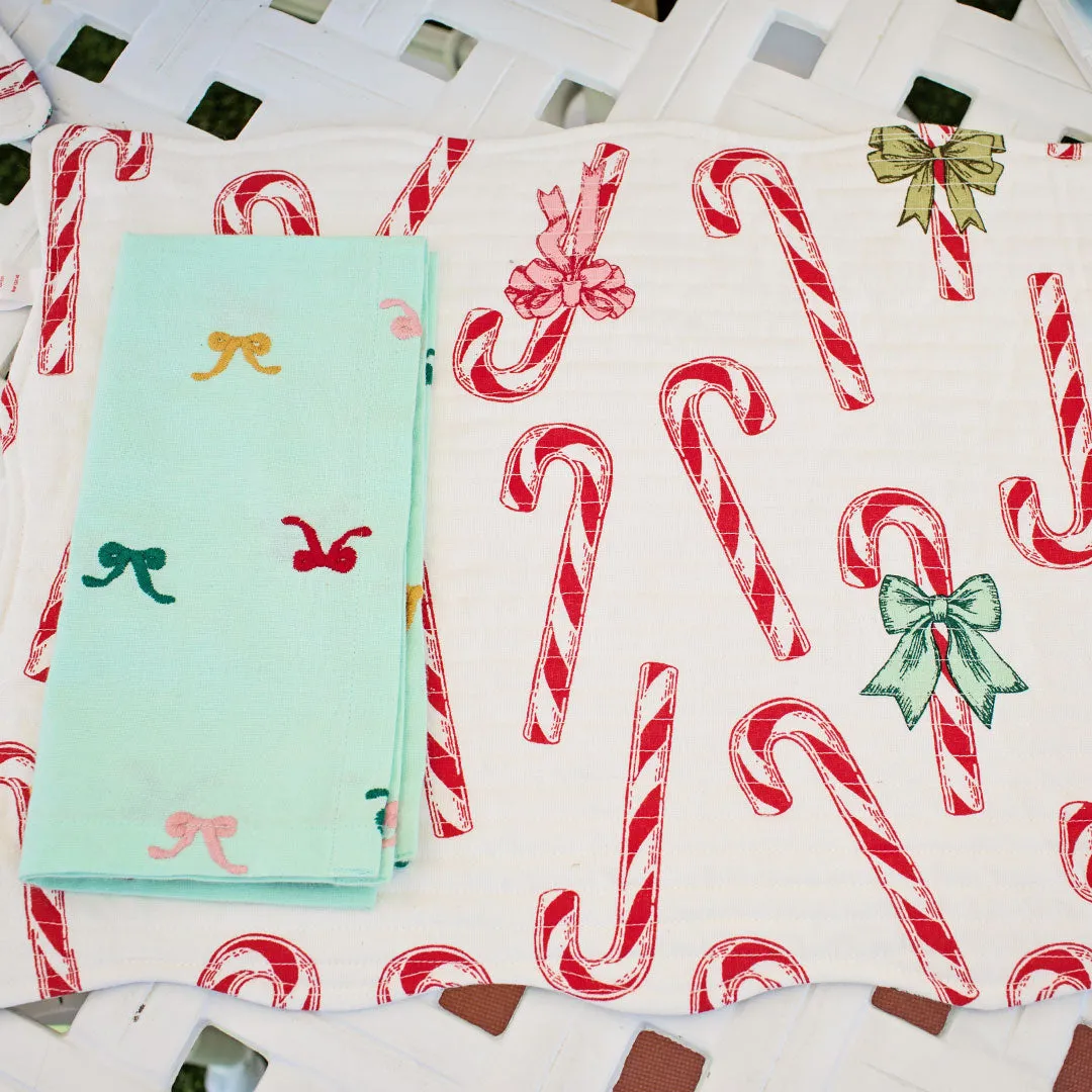 4-Pack Napkin Set - Multi Bow Embroidery