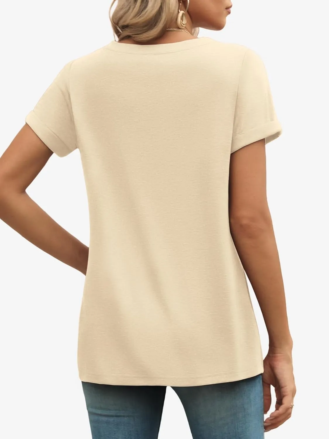 ATHMILE T Shirts Short Sleeve V Neck Tees for Women Fashion Tops Trendy Lightweight Casual Summer Outfits Clothes 2025 Beach