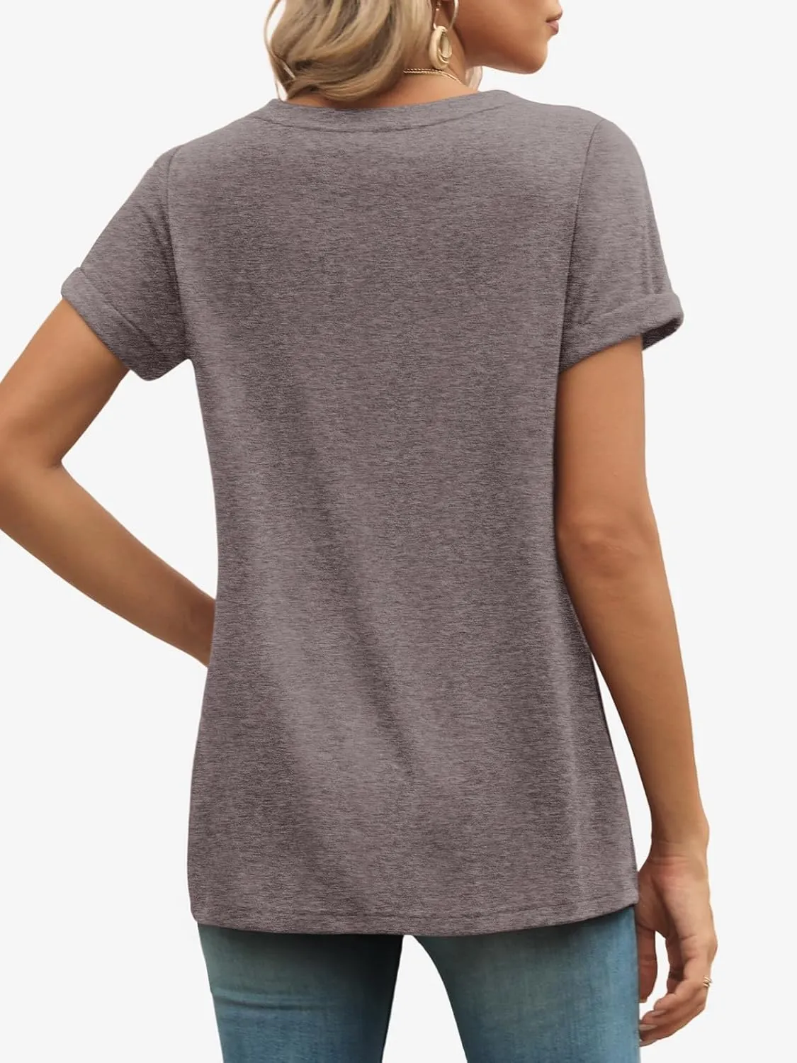 ATHMILE T Shirts Short Sleeve V Neck Tees for Women Fashion Tops Trendy Lightweight Casual Summer Outfits Clothes 2025 Beach