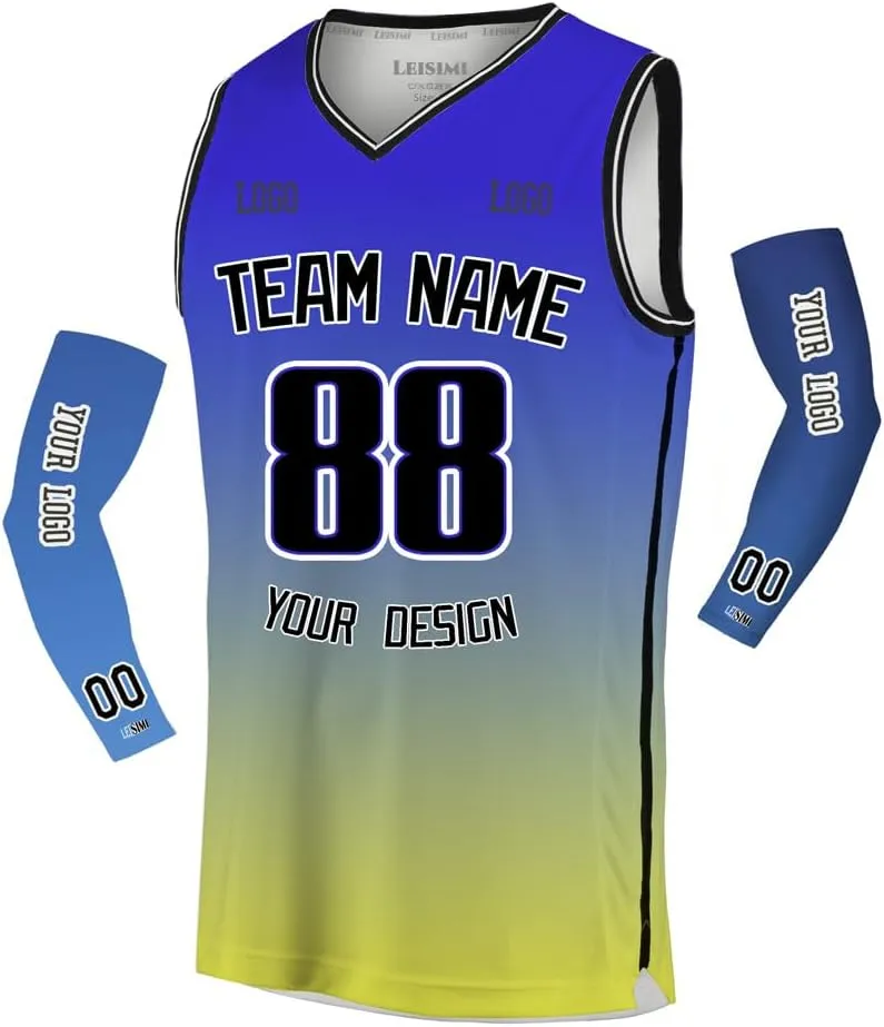 Custom Gradient Basketball Jersey Design Any Team Name Logo,Personalized Sport Jerseys for Men/Women/Youth