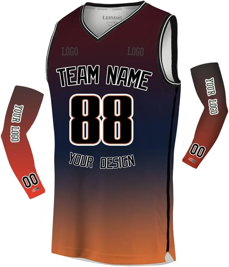Custom Gradient Basketball Jersey Design Any Team Name Logo,Personalized Sport Jerseys for Men/Women/Youth