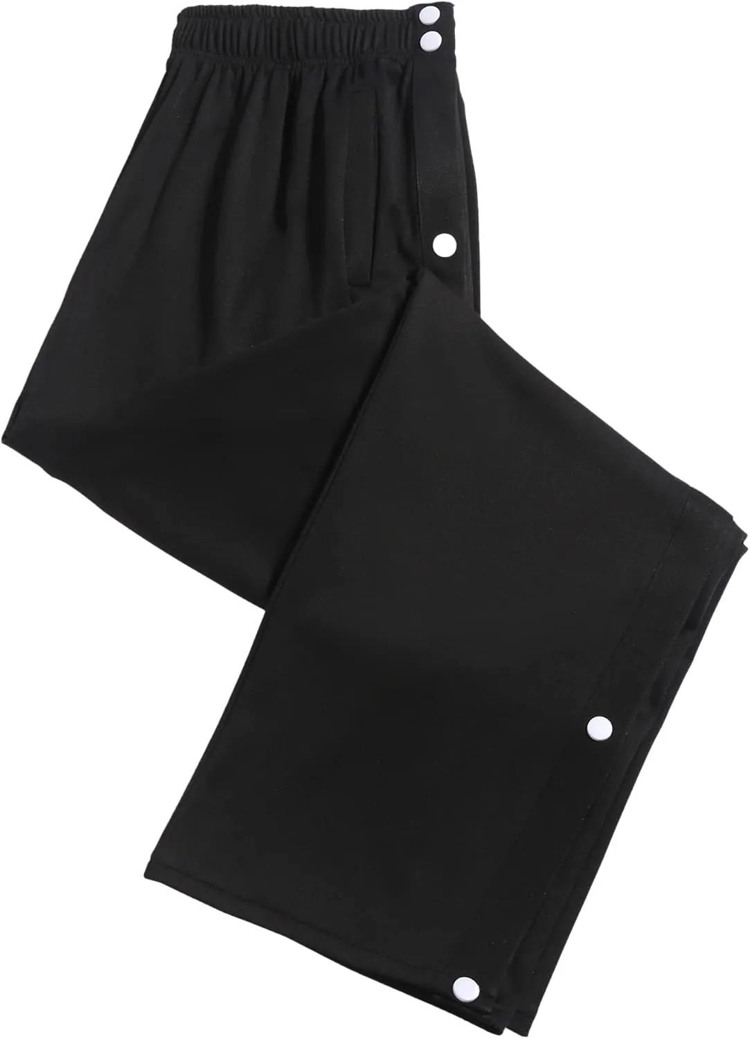 Deyeek Men's Tear Away Basketball Pants High Split Snap Button Casual Post-Surgery Sweatpants with Pockets
