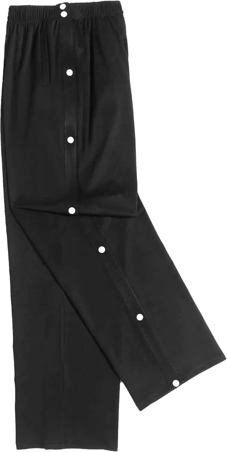 Deyeek Men's Tear Away Basketball Pants High Split Snap Button Casual Post-Surgery Sweatpants with Pockets