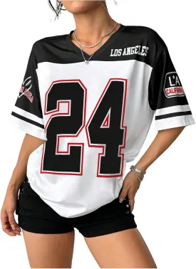 Floerns Women's Camo Print Team Sports T Shirts V Neck Basketball Jersey Tee Shirts