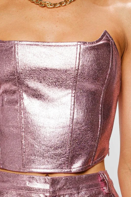 GAIA METALLIC BUSTIER TOP