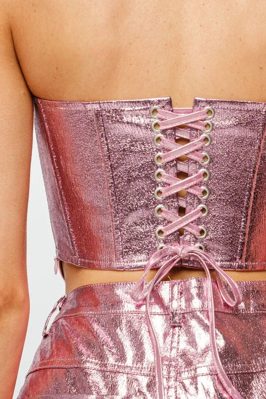 GAIA METALLIC BUSTIER TOP