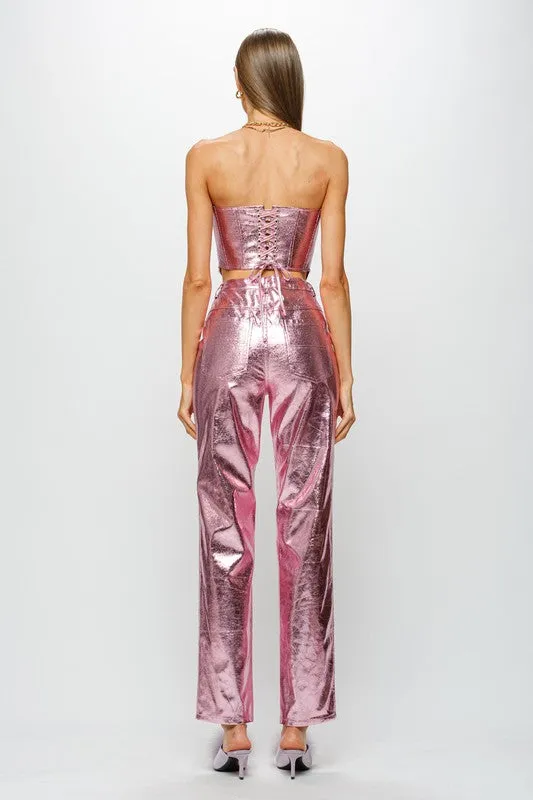 GAIA METALLIC BUSTIER TOP