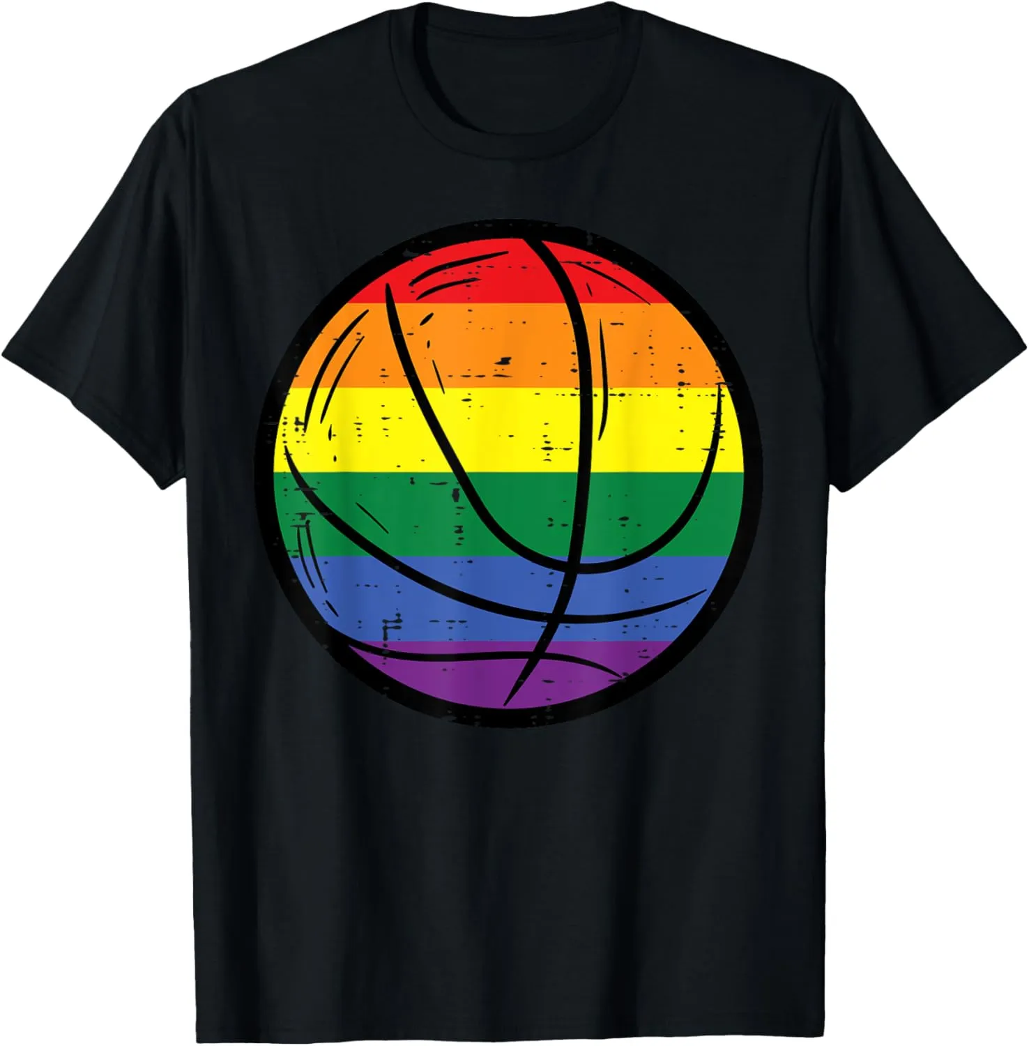 Gay Rainbow Basketball Pride Month Lgbtq Sport Men Boys Kids T-Shirt