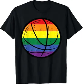 Gay Rainbow Basketball Pride Month Lgbtq Sport Men Boys Kids T-Shirt
