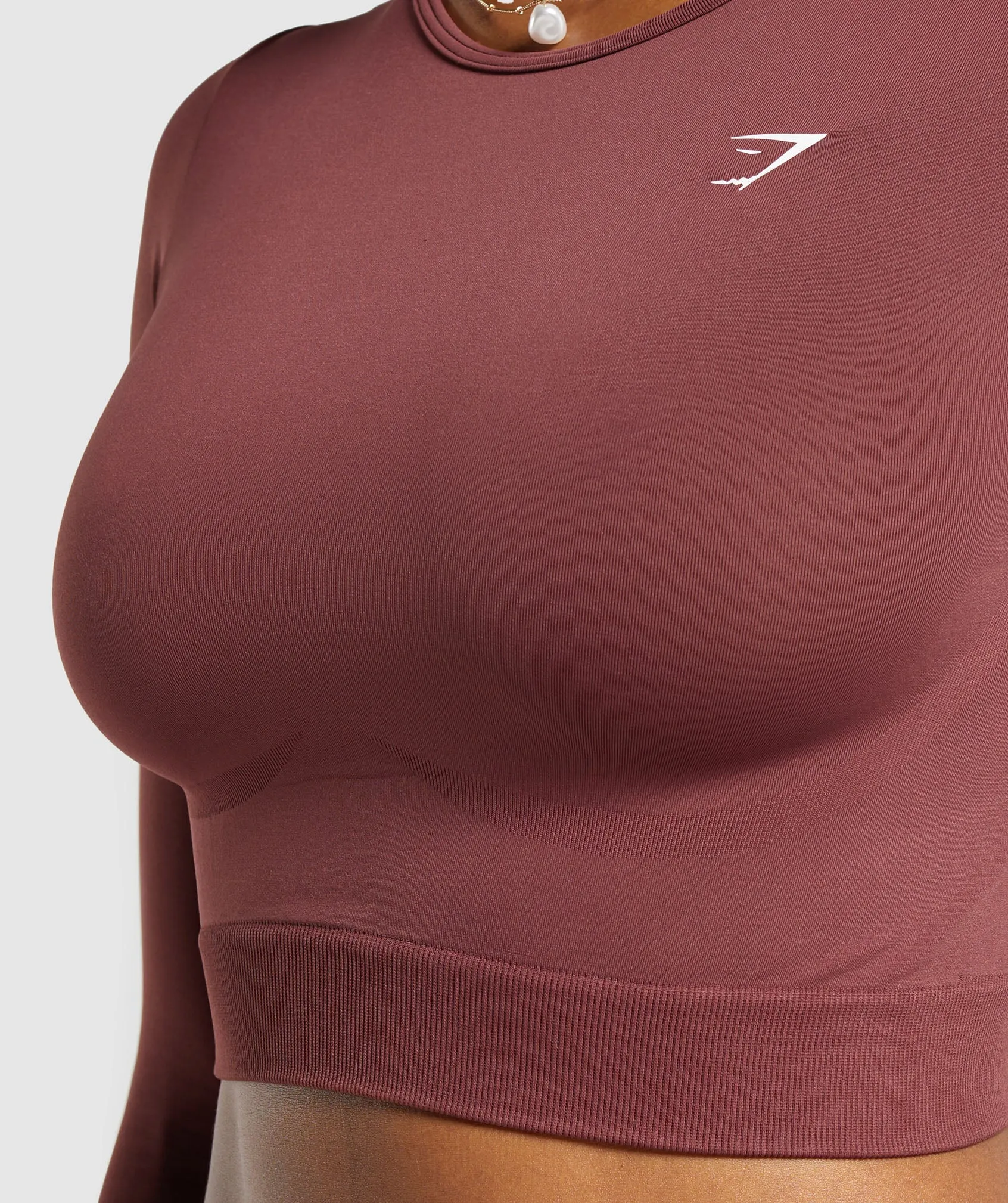Gymshark Everyday Seamless Long Sleeve Crop Top - Burgundy Brown