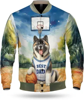 Happy Father's Day Dog Playing Basketball with Best Dad Jersey Baseball Shirt Jacket Softball Sport
