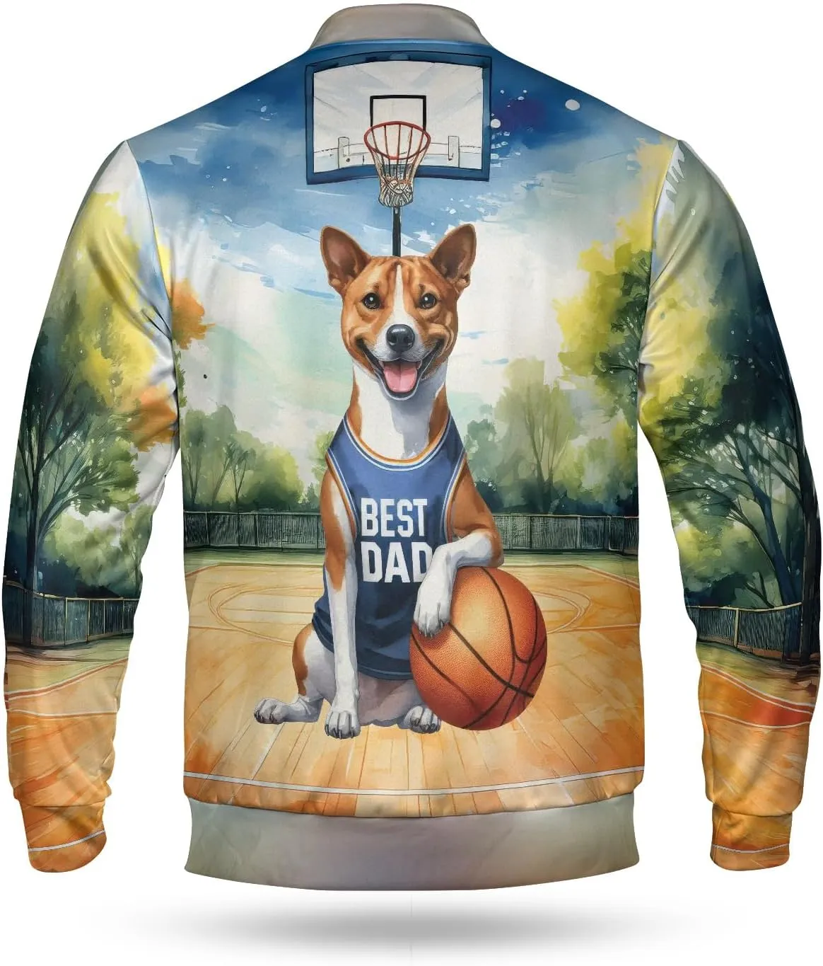 Happy Father's Day Dog Playing Basketball with Best Dad Jersey Baseball Shirt Jacket Softball Sport