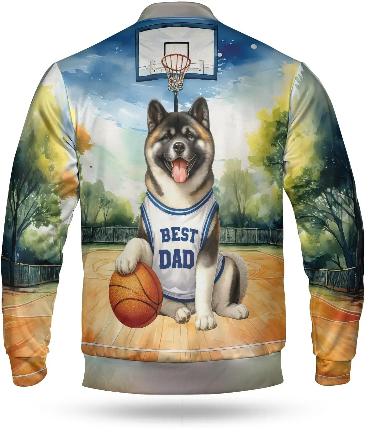 Happy Father's Day Dog Playing Basketball with Best Dad Jersey Baseball Shirt Jacket Softball Sport