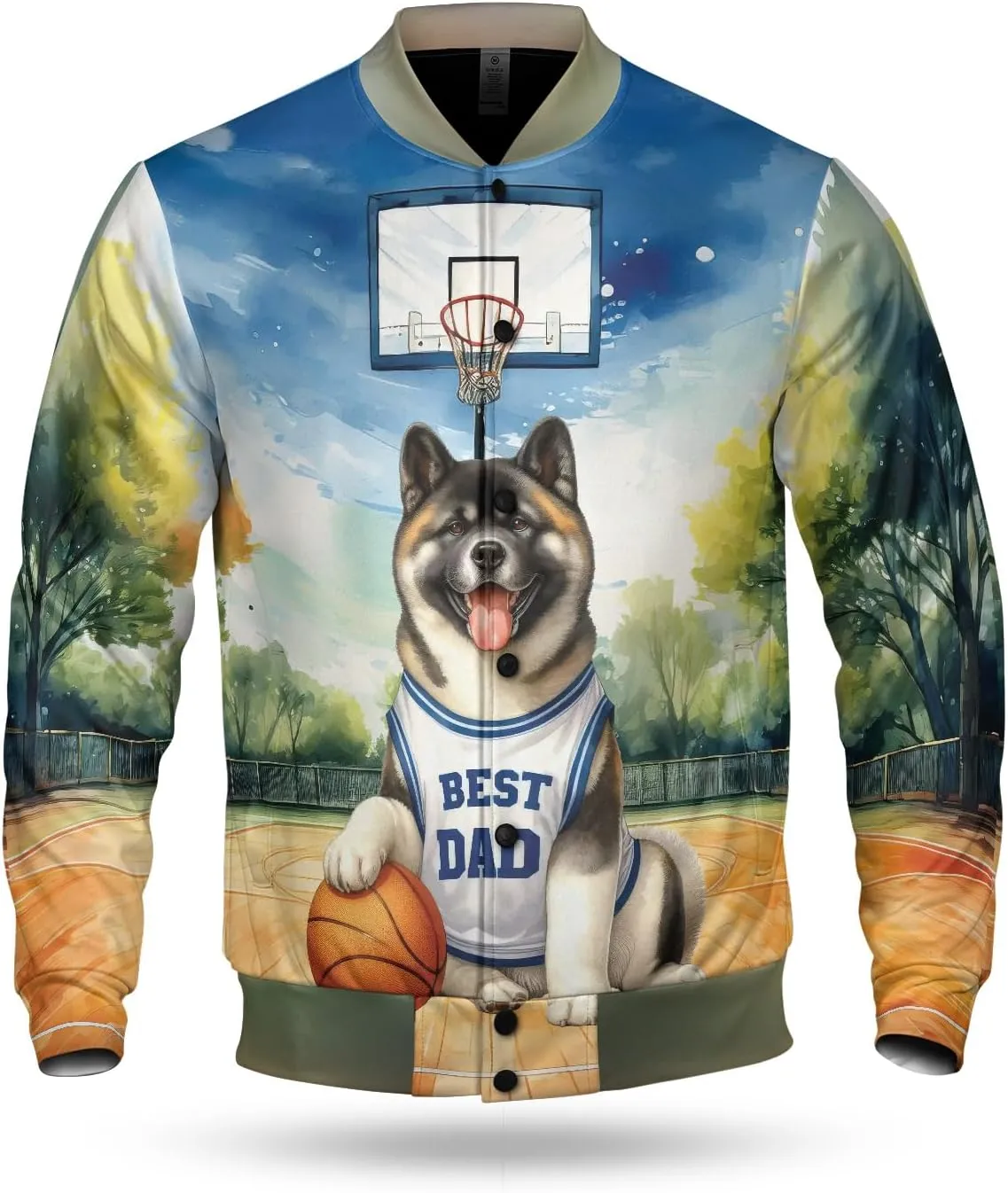 Happy Father's Day Dog Playing Basketball with Best Dad Jersey Baseball Shirt Jacket Softball Sport