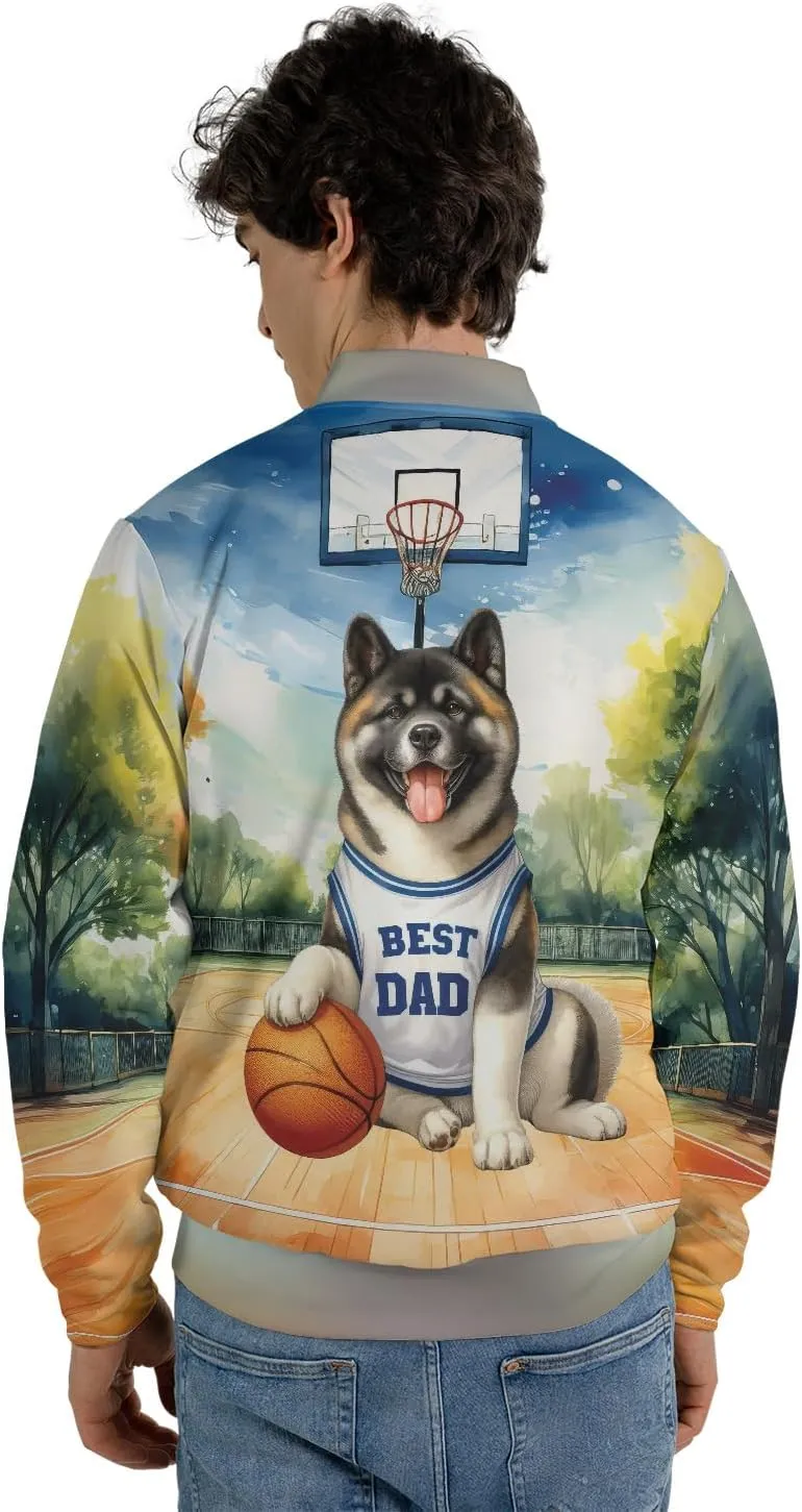 Happy Father's Day Dog Playing Basketball with Best Dad Jersey Baseball Shirt Jacket Softball Sport