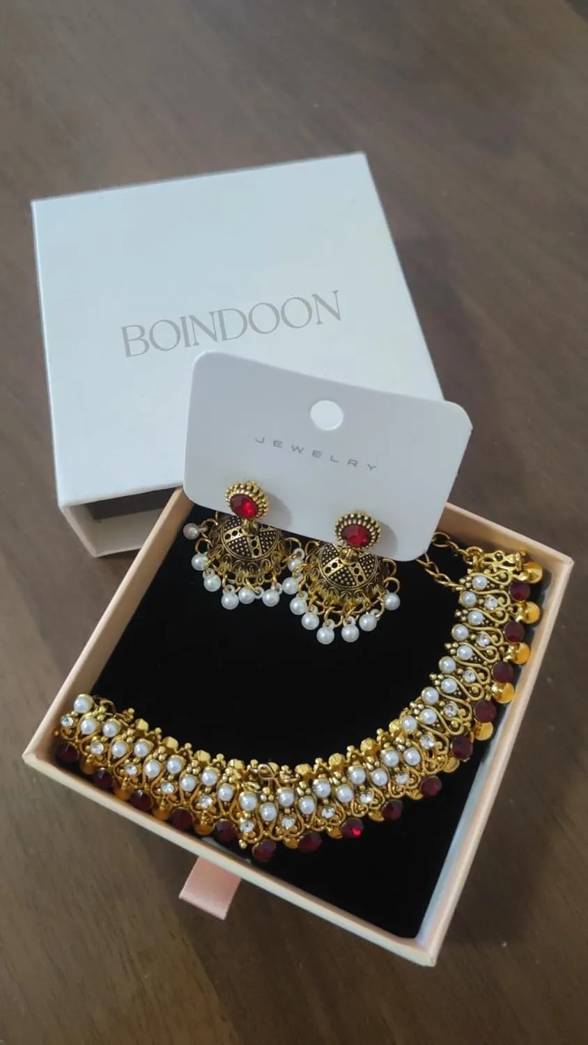 Indian Jewelry Sets for Women Jhumka Necklace Oxidized Choker Chain Earrings Silver Kundan Jewelry Sets