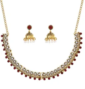 Indian Jewelry Sets for Women Jhumka Necklace Oxidized Choker Chain Earrings Silver Kundan Jewelry Sets