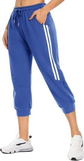 KaiDi Women's Capri Sweatpants - Casual Capri Pants with Pockets, Drawstring Workout Sweatpants for Yoga