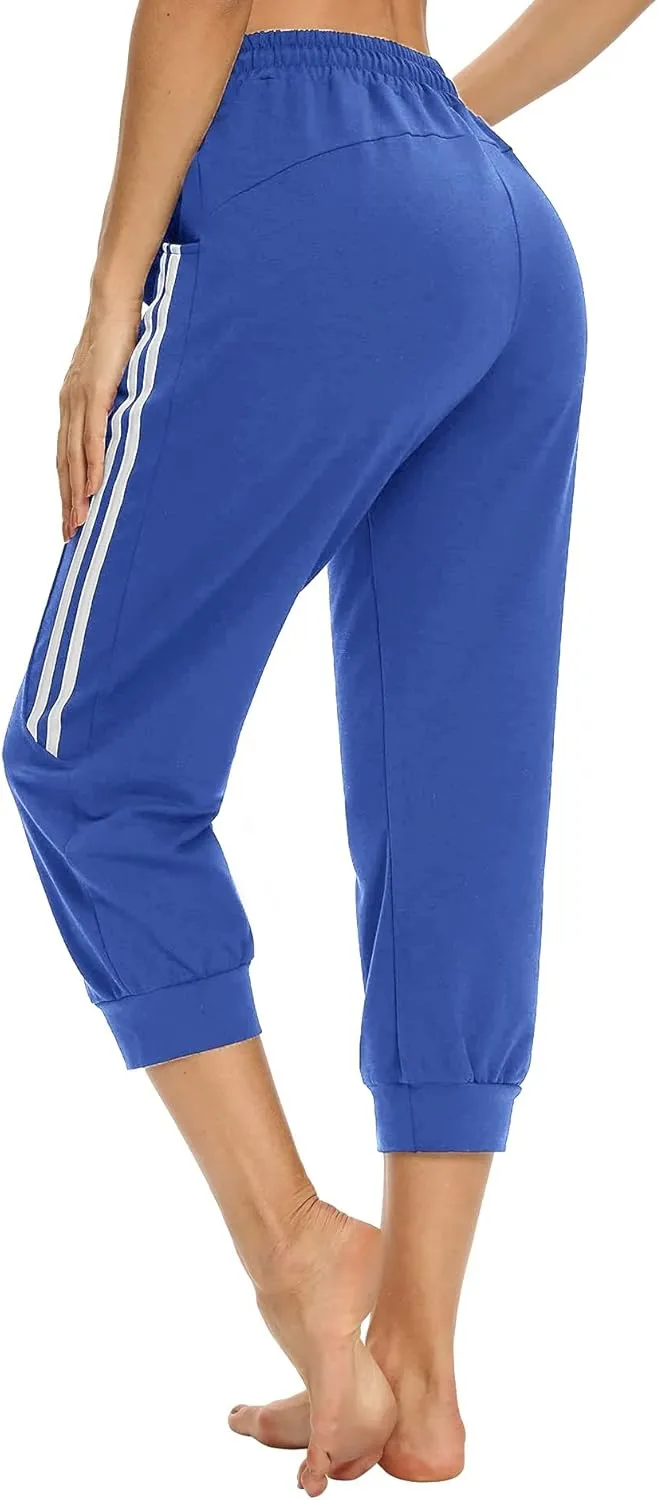KaiDi Women's Capri Sweatpants - Casual Capri Pants with Pockets, Drawstring Workout Sweatpants for Yoga