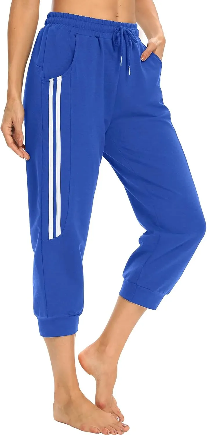 KaiDi Women's Capri Sweatpants - Casual Capri Pants with Pockets, Drawstring Workout Sweatpants for Yoga