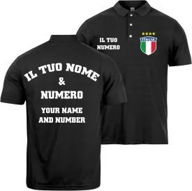 lepni.me Mens Italy Football Polo Shirt with Name and Number, Italian Flag Badge Custom Jersey, European Championship 2024