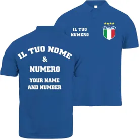 lepni.me Mens Italy Football Polo Shirt with Name and Number, Italian Flag Badge Custom Jersey, European Championship 2024