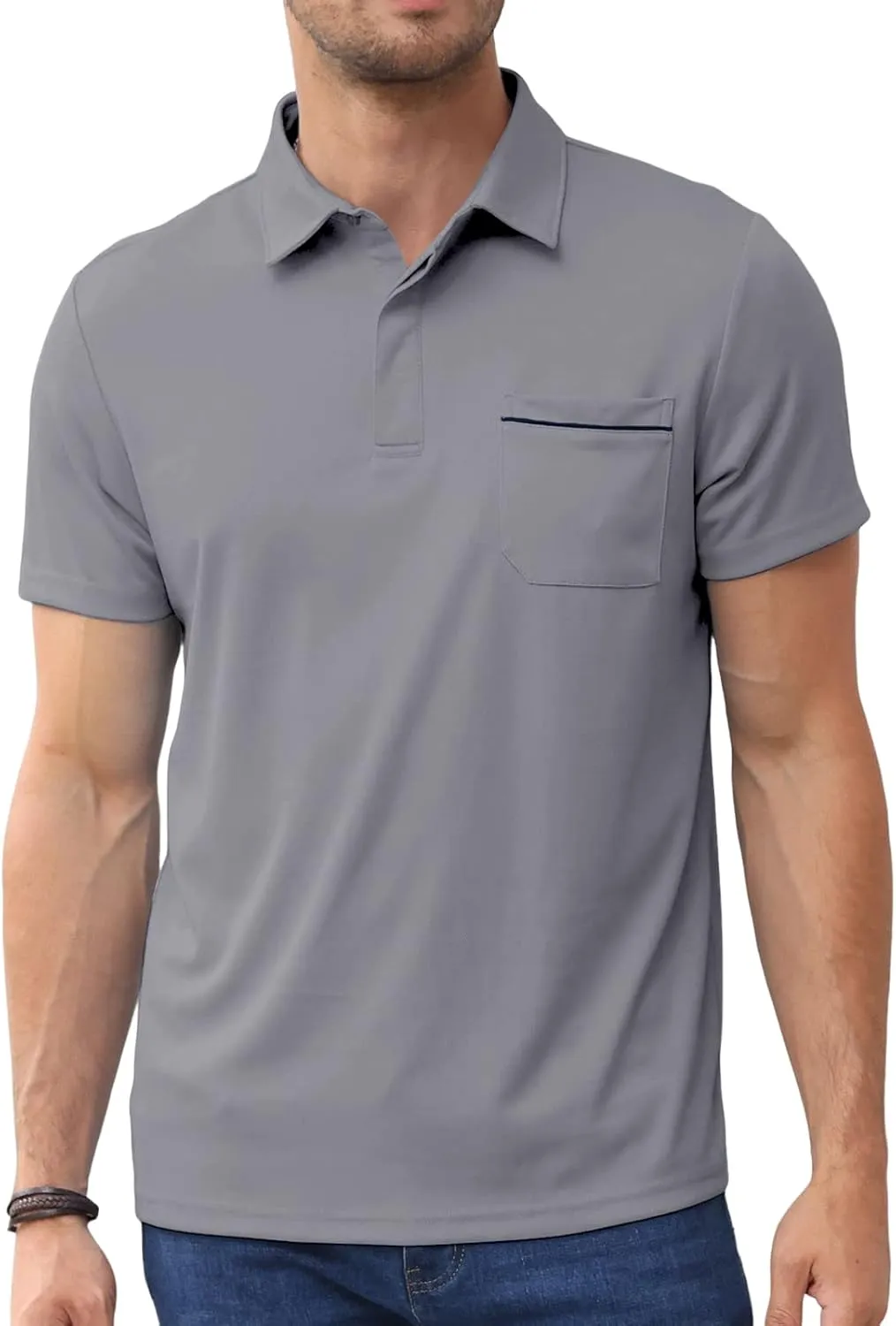Lexiart Mens Athletic Golf Polo Shirts - Short Sleeve Workout Polos Quick Dry T-Shirt