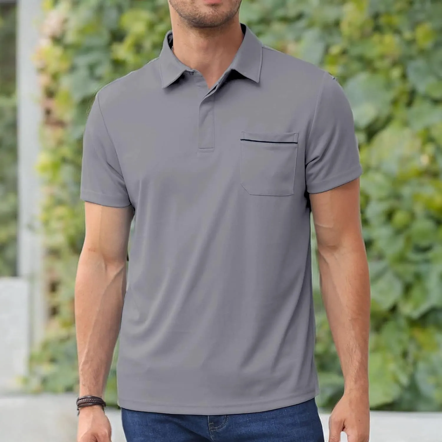 Lexiart Mens Athletic Golf Polo Shirts - Short Sleeve Workout Polos Quick Dry T-Shirt