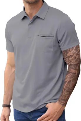 Lexiart Mens Athletic Golf Polo Shirts - Short Sleeve Workout Polos Quick Dry T-Shirt
