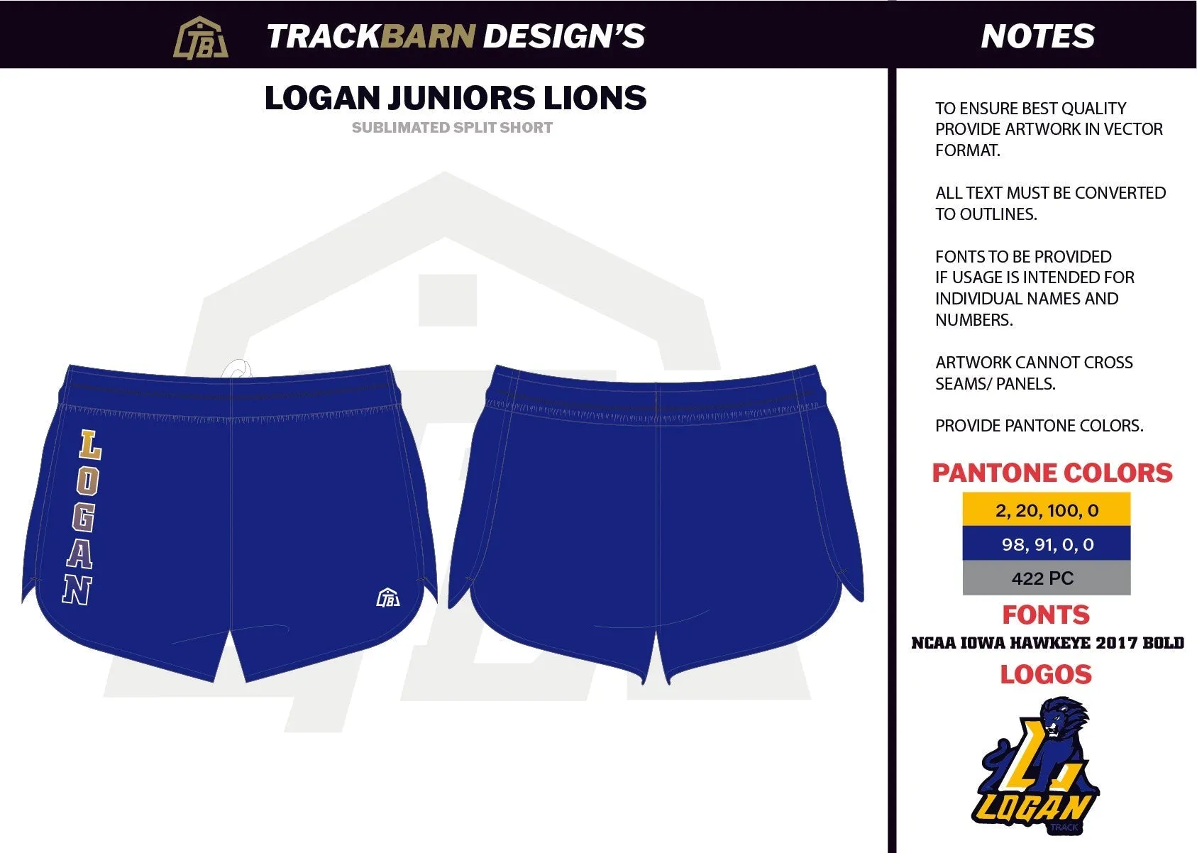 Logan-Junior-Lions Youth Split Track Short