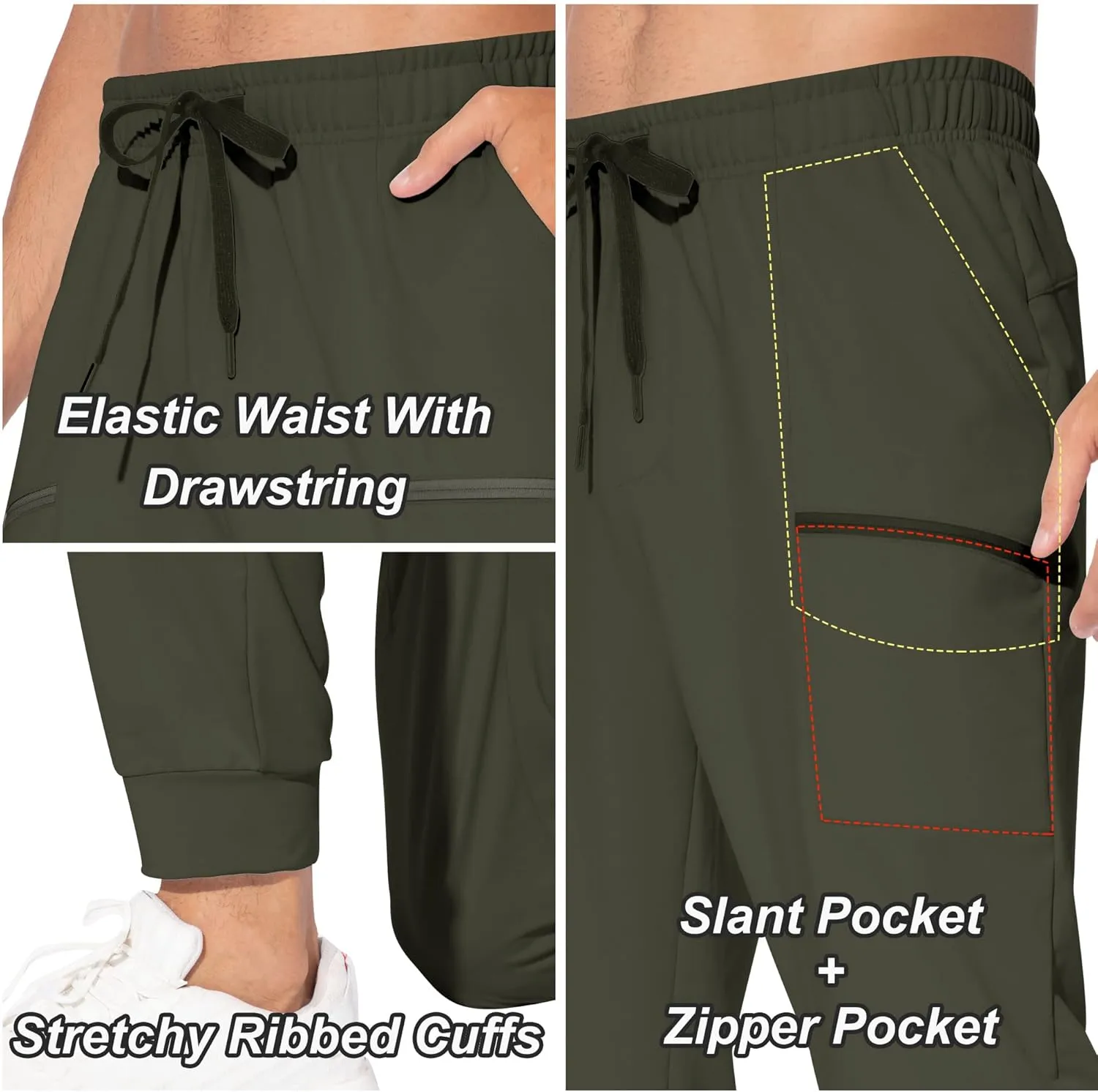M MAROAUT Men's Joggers Pants - Lightweight Sweatpants with Zipper Pockets, Gym Workout Pants for Athletic Running Casual