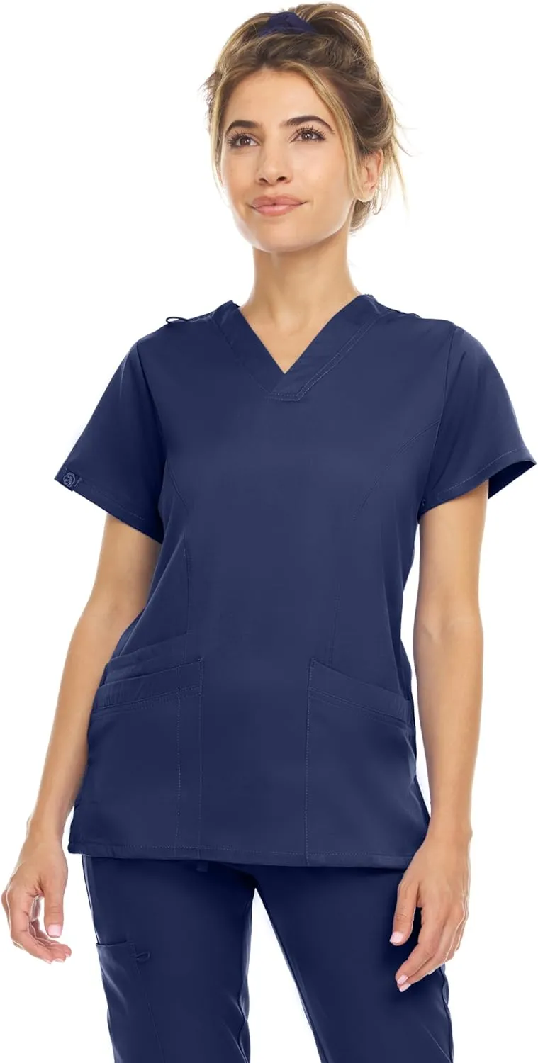 MediChic Scrub Sets for Women  8-Pocket V-Neck Jogger Scrubs, Anti-Wrinkle, Stretch Medical Nursing Uniforms