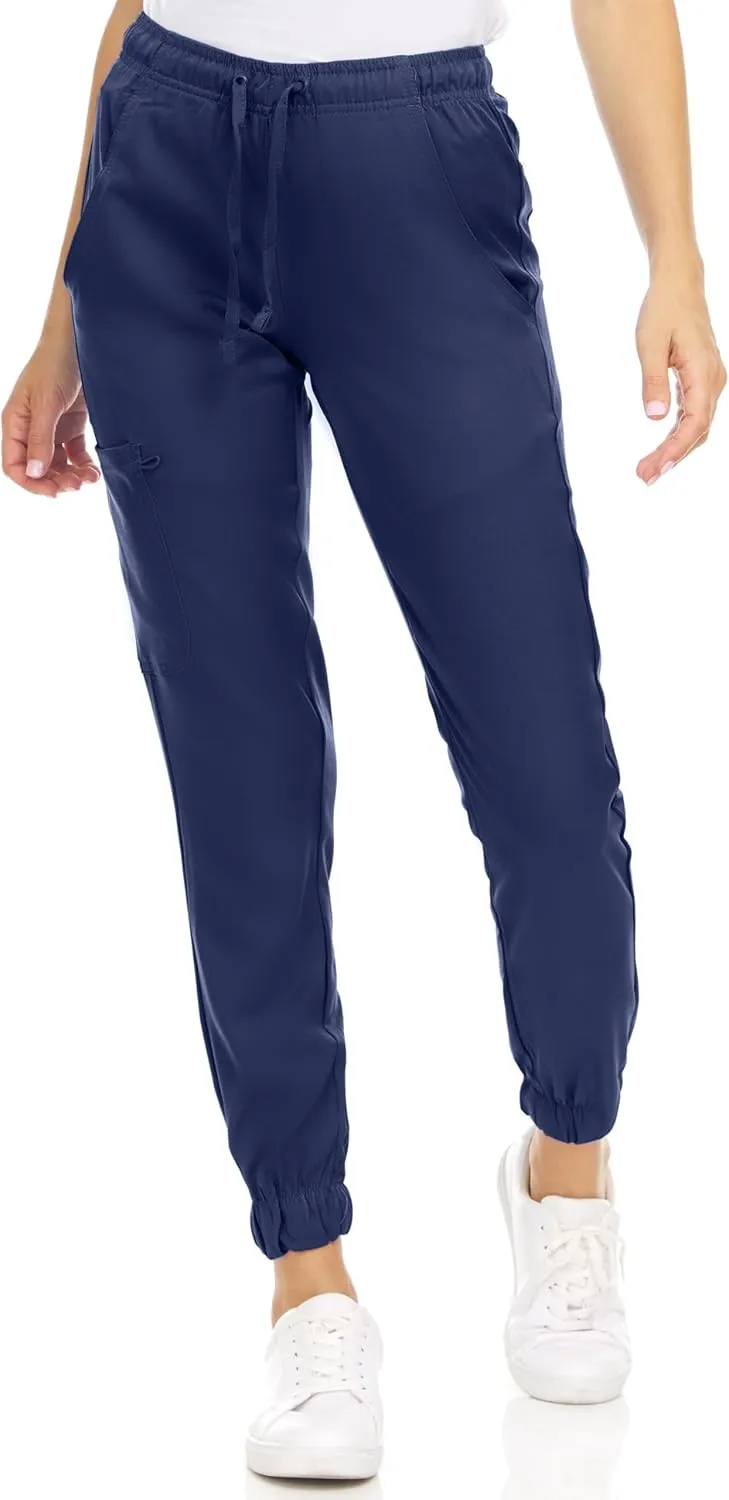 MediChic Scrub Sets for Women  8-Pocket V-Neck Jogger Scrubs, Anti-Wrinkle, Stretch Medical Nursing Uniforms