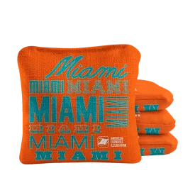 Miami Football Vintage Gameday Synergy Pro Cornhole Bags