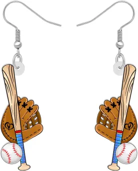 NEWEI Acrylic Baseball Football Bowling Earrings Dangling Gifts Basketball Soccer Jewelry for Women Sport Lovers Charms Accessories