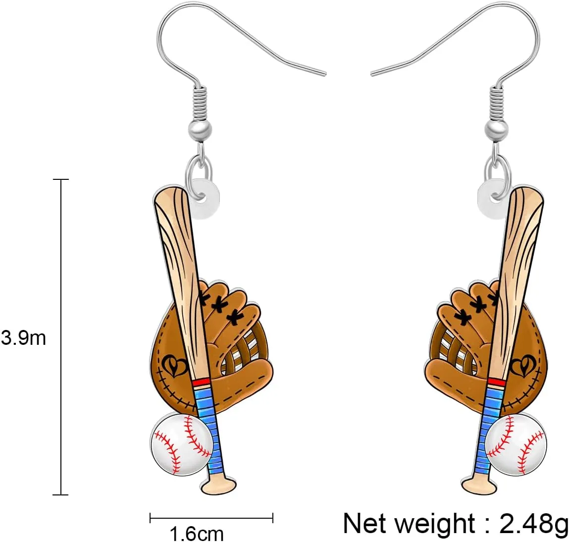 NEWEI Acrylic Baseball Football Bowling Earrings Dangling Gifts Basketball Soccer Jewelry for Women Sport Lovers Charms Accessories