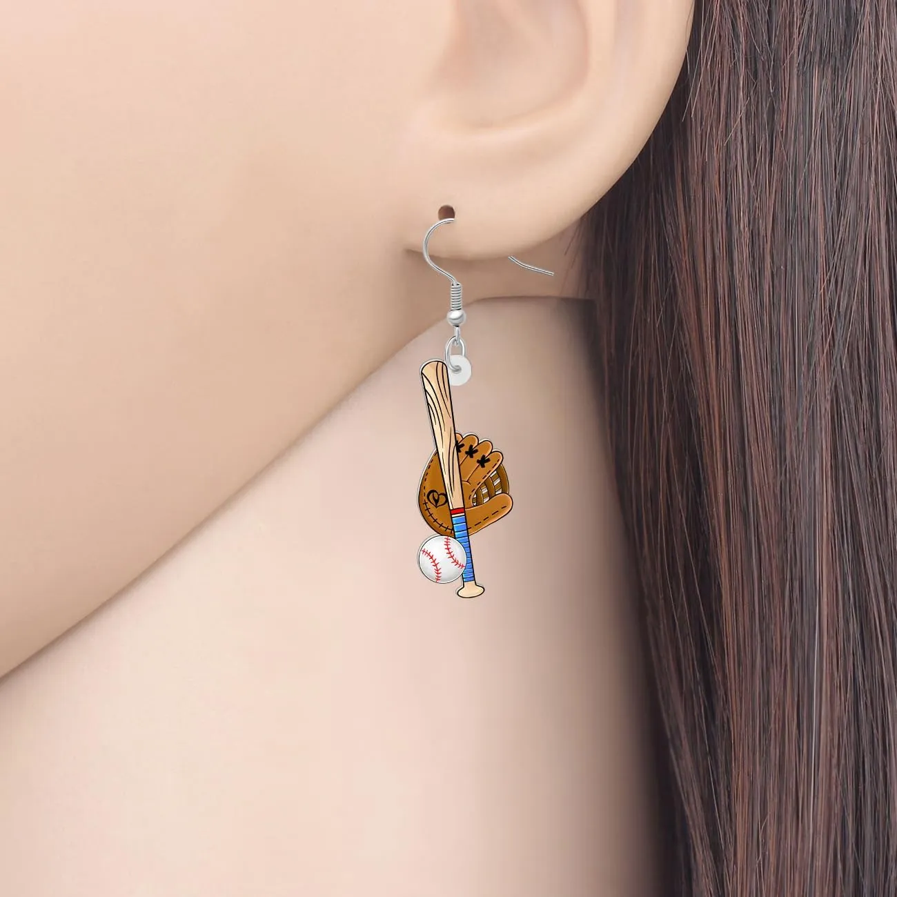 NEWEI Acrylic Baseball Football Bowling Earrings Dangling Gifts Basketball Soccer Jewelry for Women Sport Lovers Charms Accessories