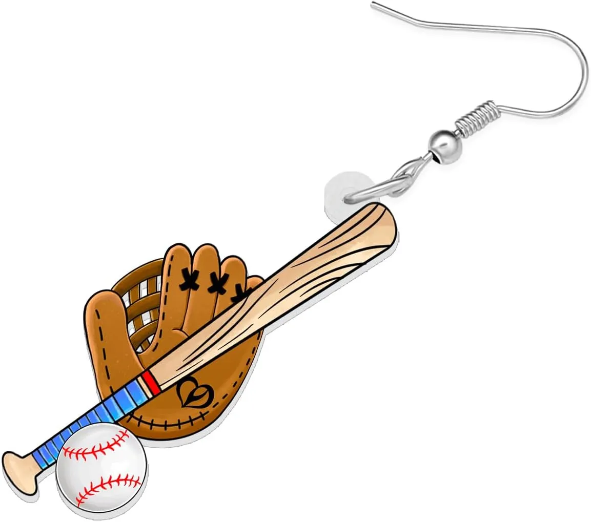 NEWEI Acrylic Baseball Football Bowling Earrings Dangling Gifts Basketball Soccer Jewelry for Women Sport Lovers Charms Accessories