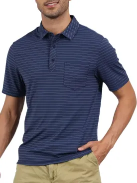 Pdbokew Men's Polo Shirts Short Sleeve Striped Golf Polo Shirt with Pocket
