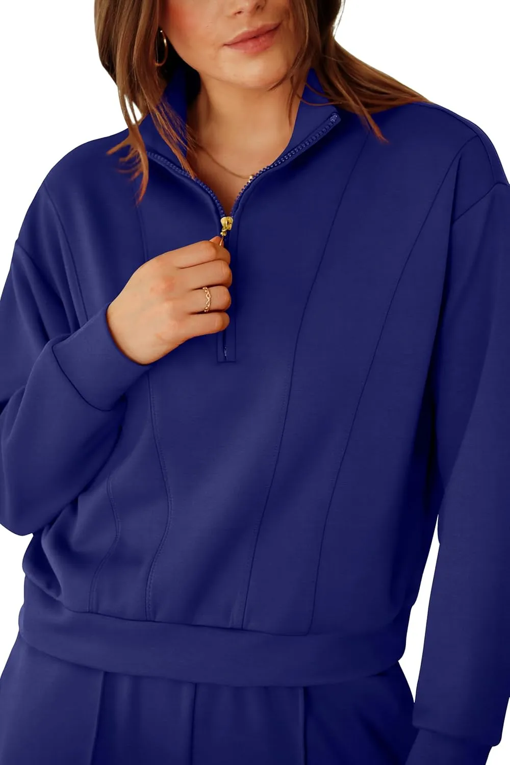 RUBZOOF Womens 2 Piece Outfits Sweatsuit Half Zip Sweatshirt Tracksuit Sweatpants Lounge Sets XS-2XL