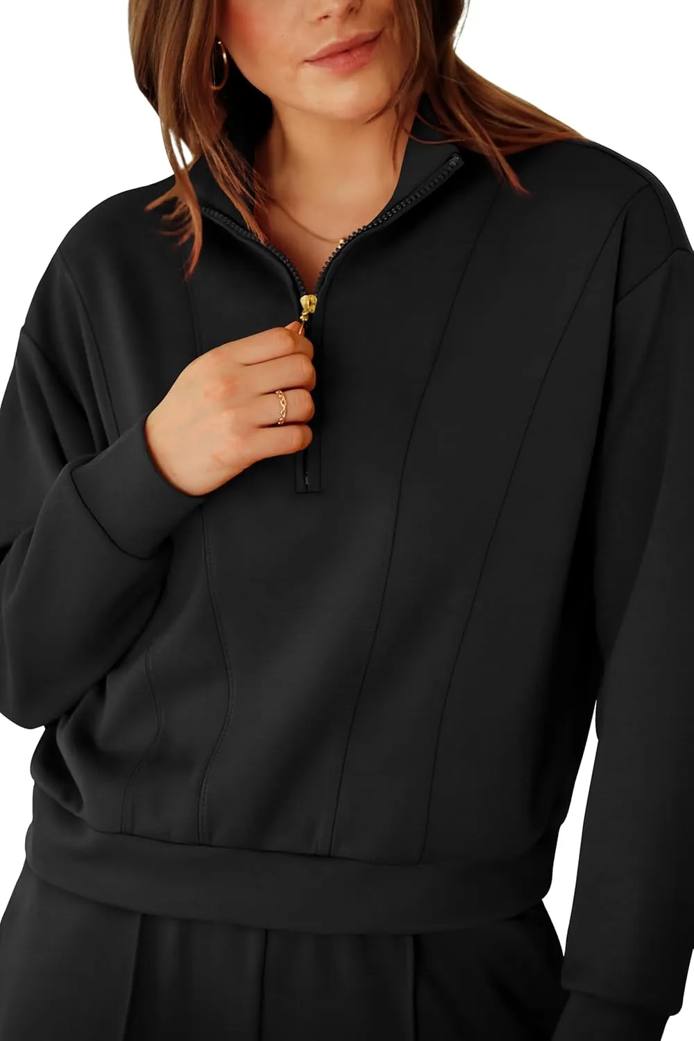 RUBZOOF Womens 2 Piece Outfits Sweatsuit Half Zip Sweatshirt Tracksuit Sweatpants Lounge Sets XS-2XL