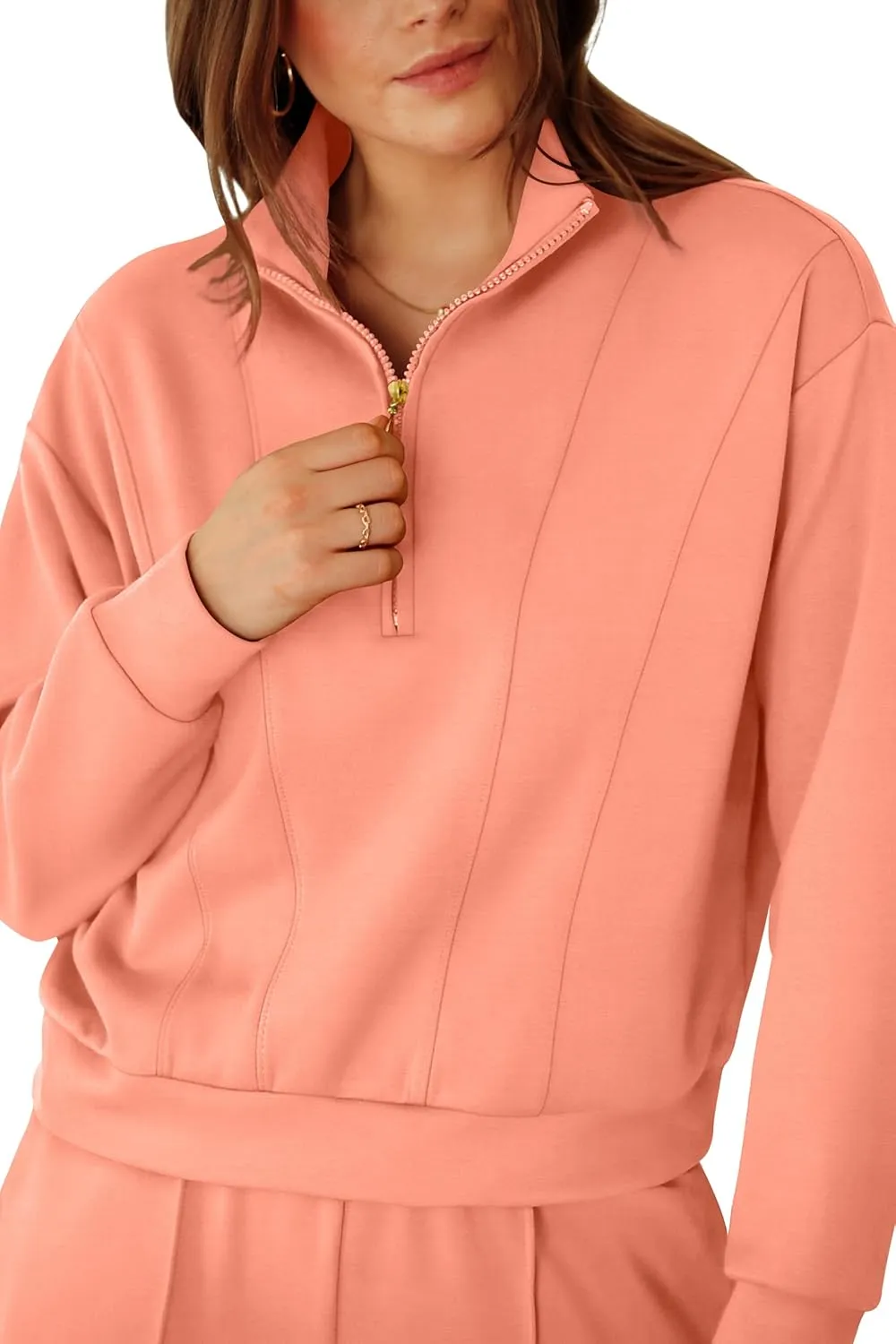 RUBZOOF Womens 2 Piece Outfits Sweatsuit Half Zip Sweatshirt Tracksuit Sweatpants Lounge Sets XS-2XL
