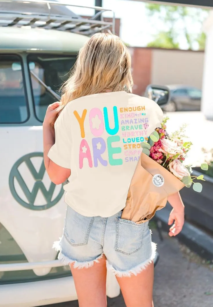 VILOVE You are Inspiration T Shirt Women Oversized Christian Shirts Positive Affirmation Tee Casual Blessed Saying Tops