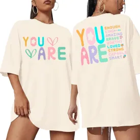 VILOVE You are Inspiration T Shirt Women Oversized Christian Shirts Positive Affirmation Tee Casual Blessed Saying Tops