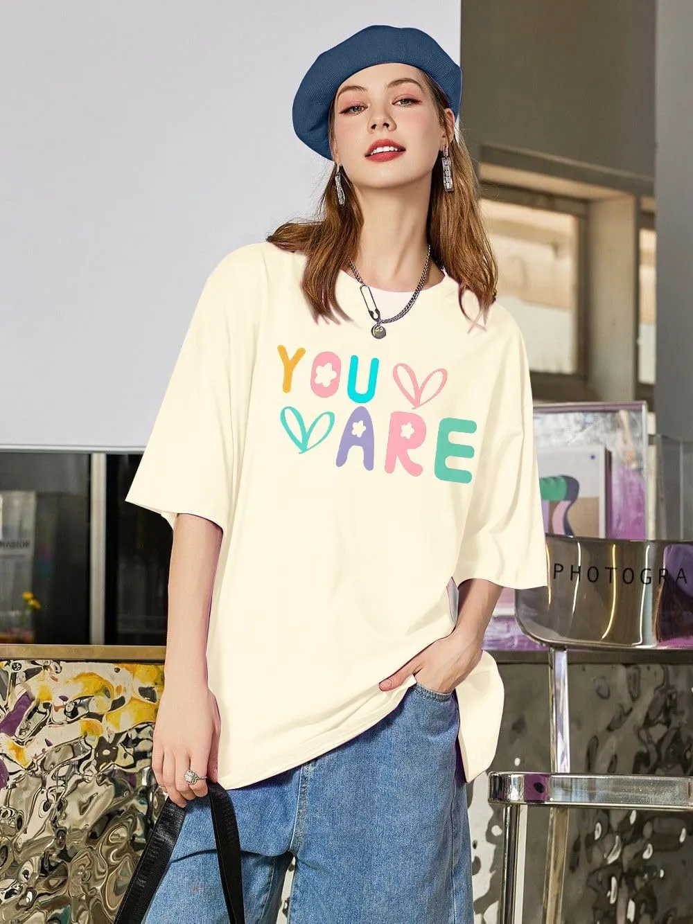 VILOVE You are Inspiration T Shirt Women Oversized Christian Shirts Positive Affirmation Tee Casual Blessed Saying Tops