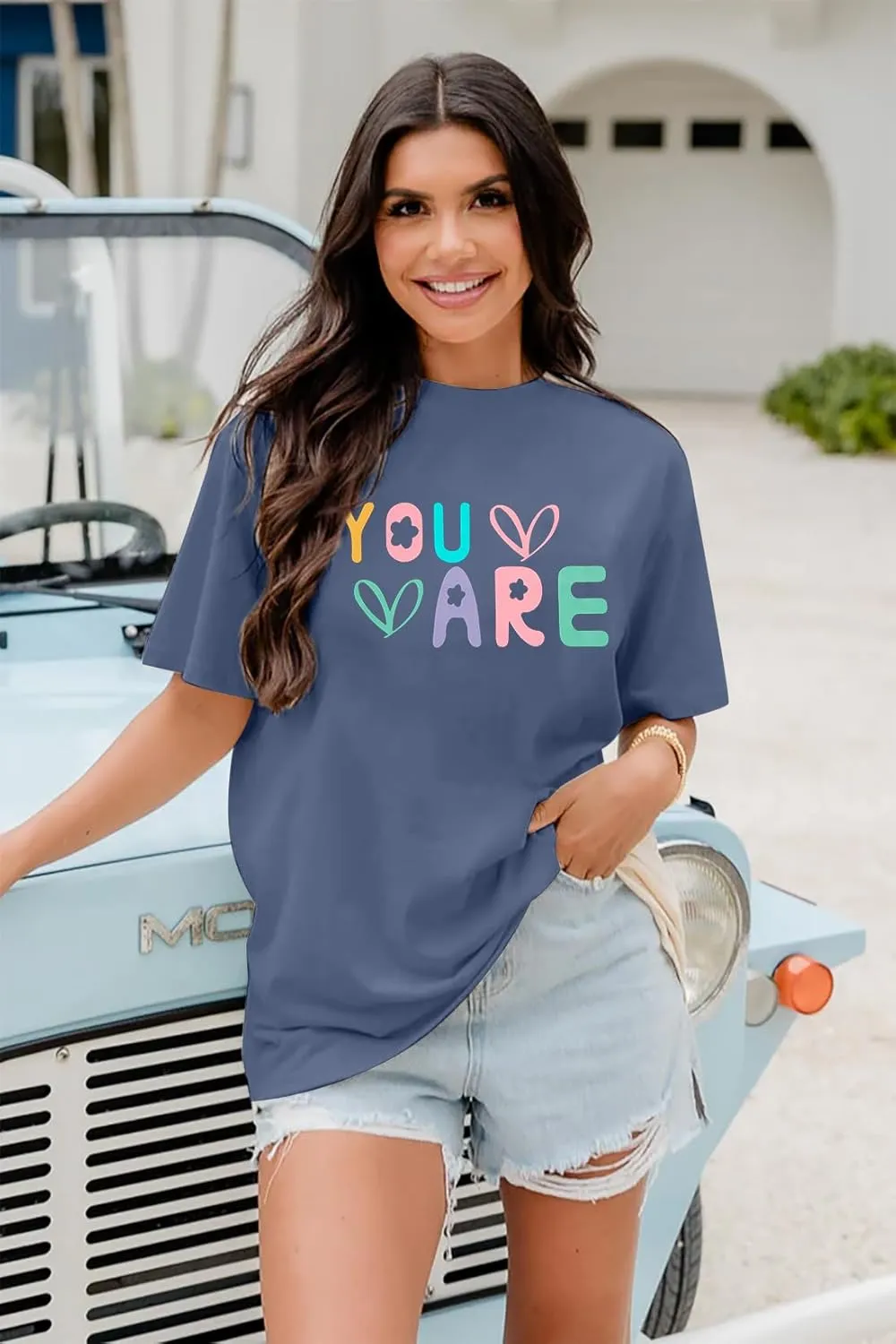 VILOVE You are Inspiration T Shirt Women Oversized Christian Shirts Positive Affirmation Tee Casual Blessed Saying Tops