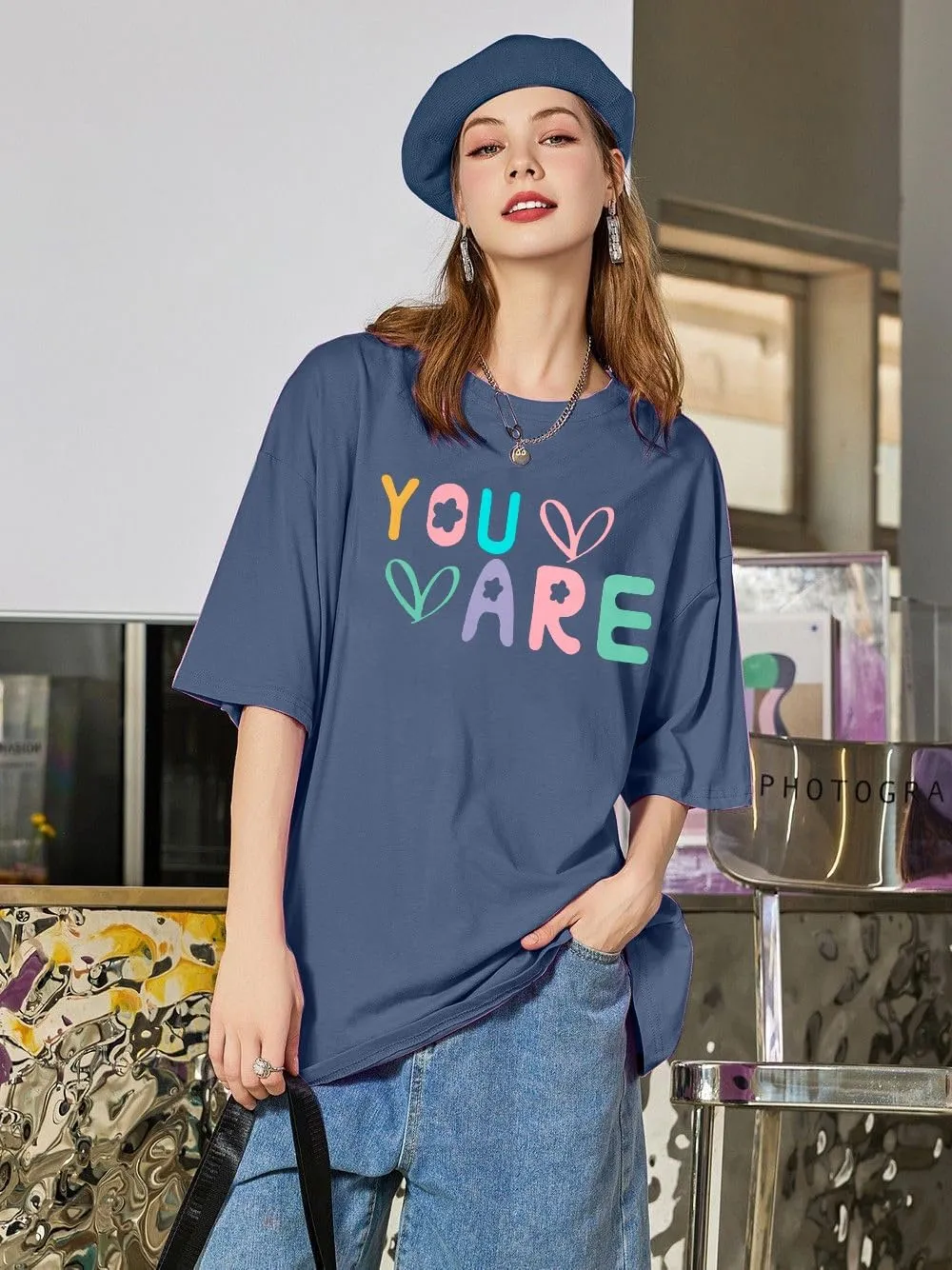 VILOVE You are Inspiration T Shirt Women Oversized Christian Shirts Positive Affirmation Tee Casual Blessed Saying Tops