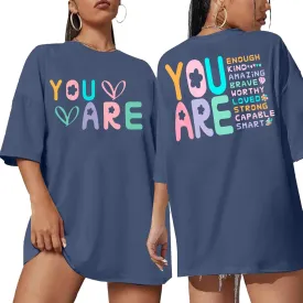 VILOVE You are Inspiration T Shirt Women Oversized Christian Shirts Positive Affirmation Tee Casual Blessed Saying Tops