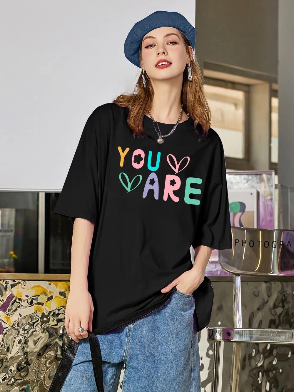 VILOVE You are Inspiration T Shirt Women Oversized Christian Shirts Positive Affirmation Tee Casual Blessed Saying Tops